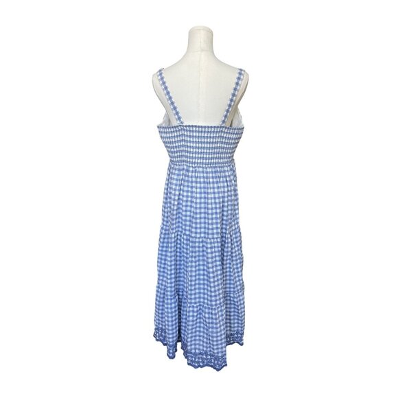 Shabby Chic Gingham Checkered Dress 10 Tiered Button Front Peasant Cottagecore - Picture 4 of 8
